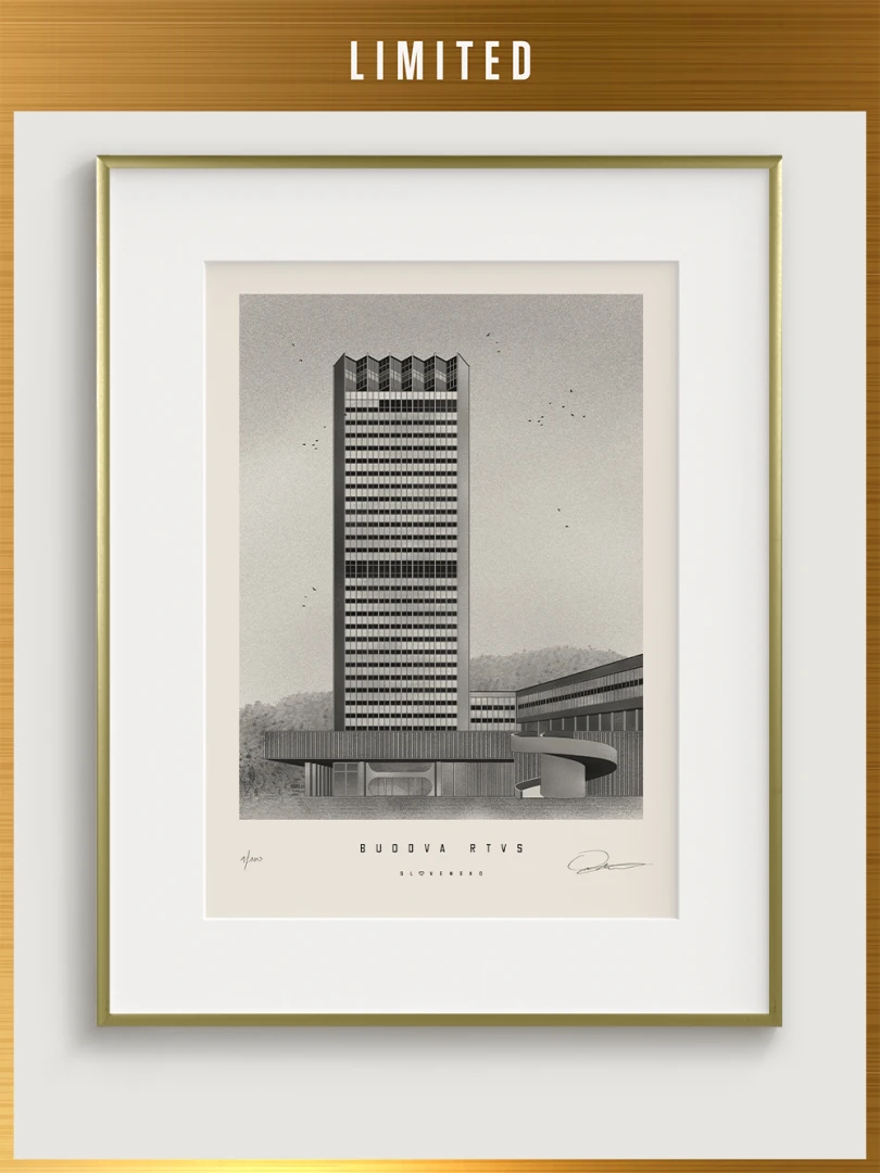 Limited Print RTVS Building Black and White / Slovakia