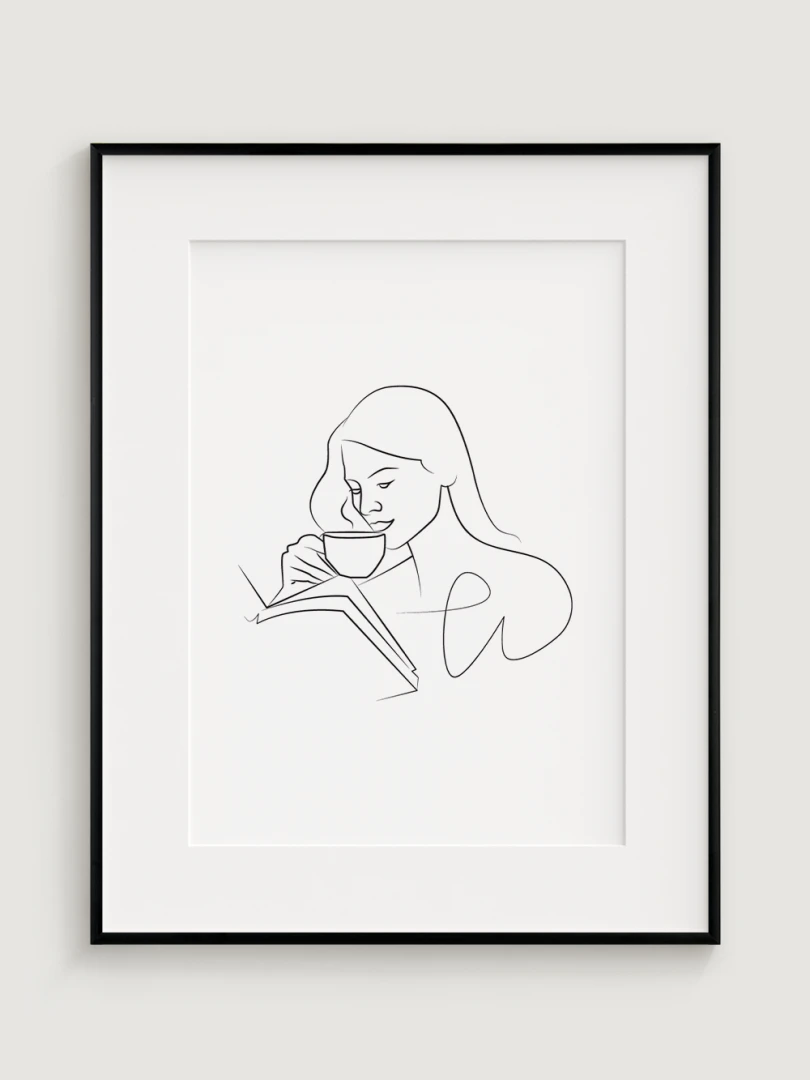 Minimalistic Illustration: Woman & Coffee