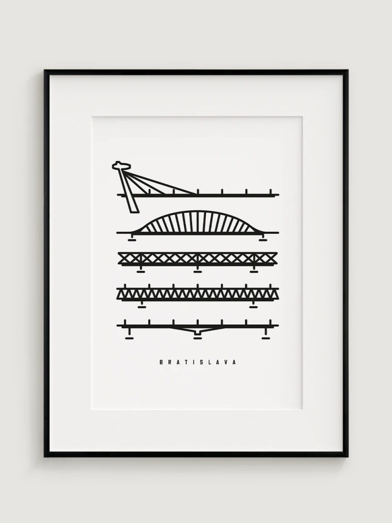 Bridges of Bratislava - minimalistic illustration